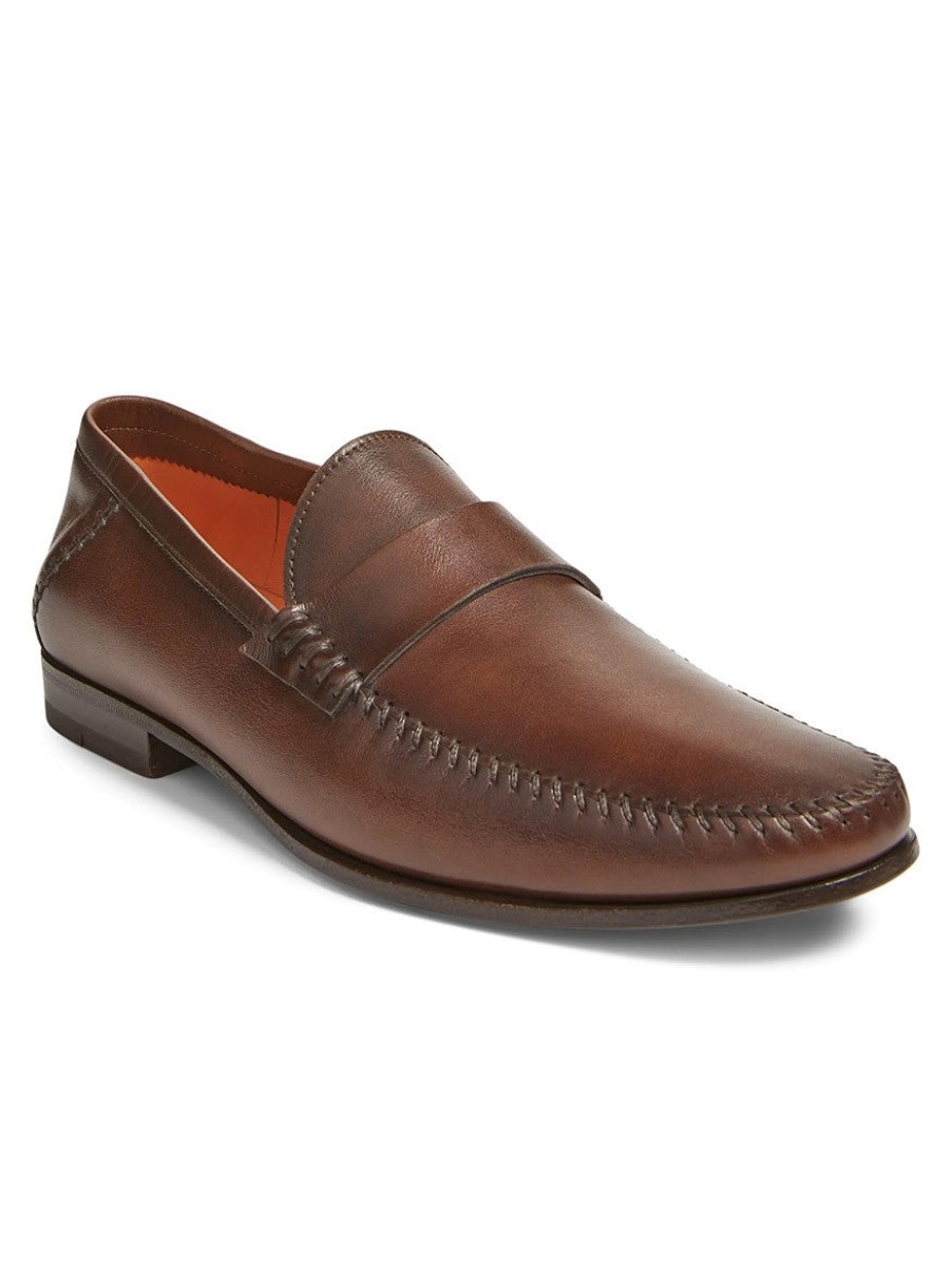 Men'S Santoni Loafers & Slip-Ons | Paine Loafers Brown | Santoni