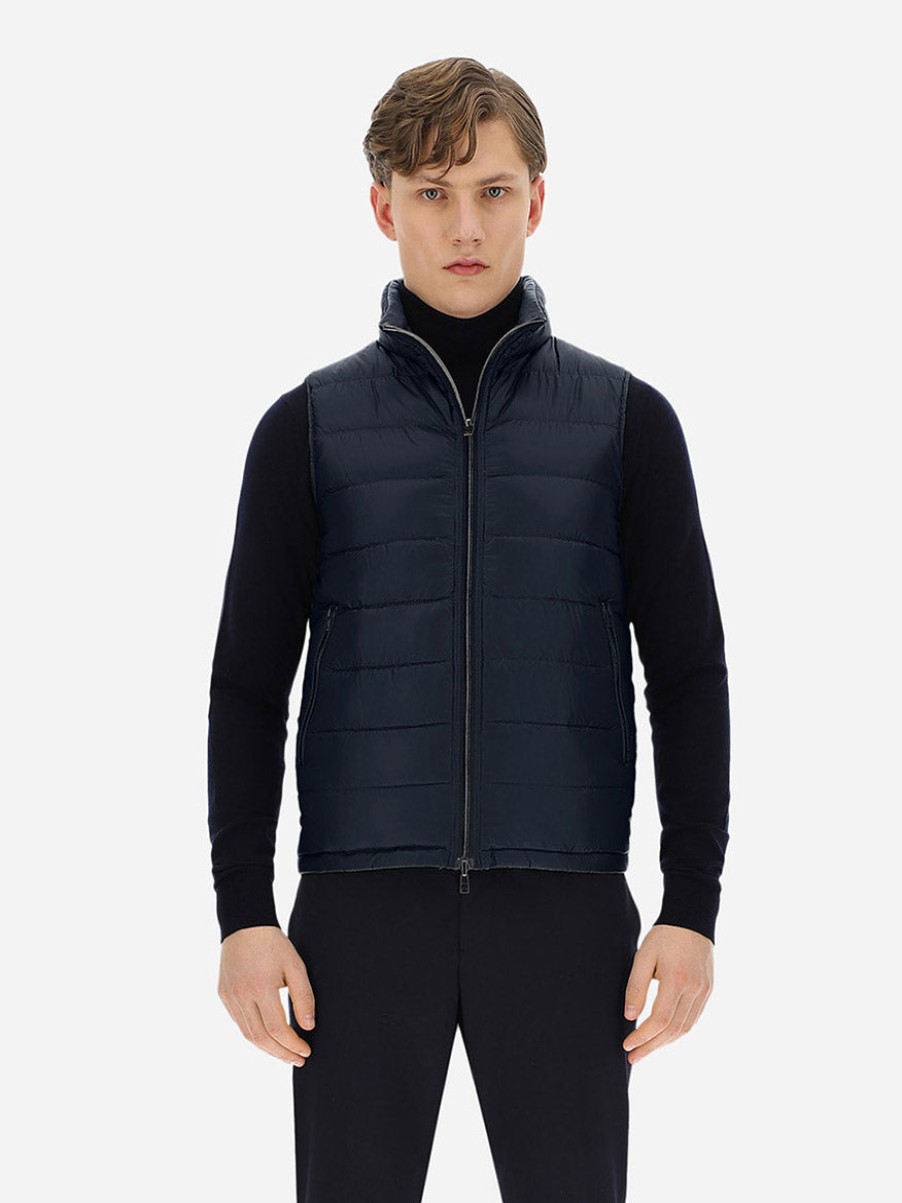 Men'S Herno Coats & Jackets | Reversible Nylon Ultralight Waistcoat In Navy/Grey | Herno