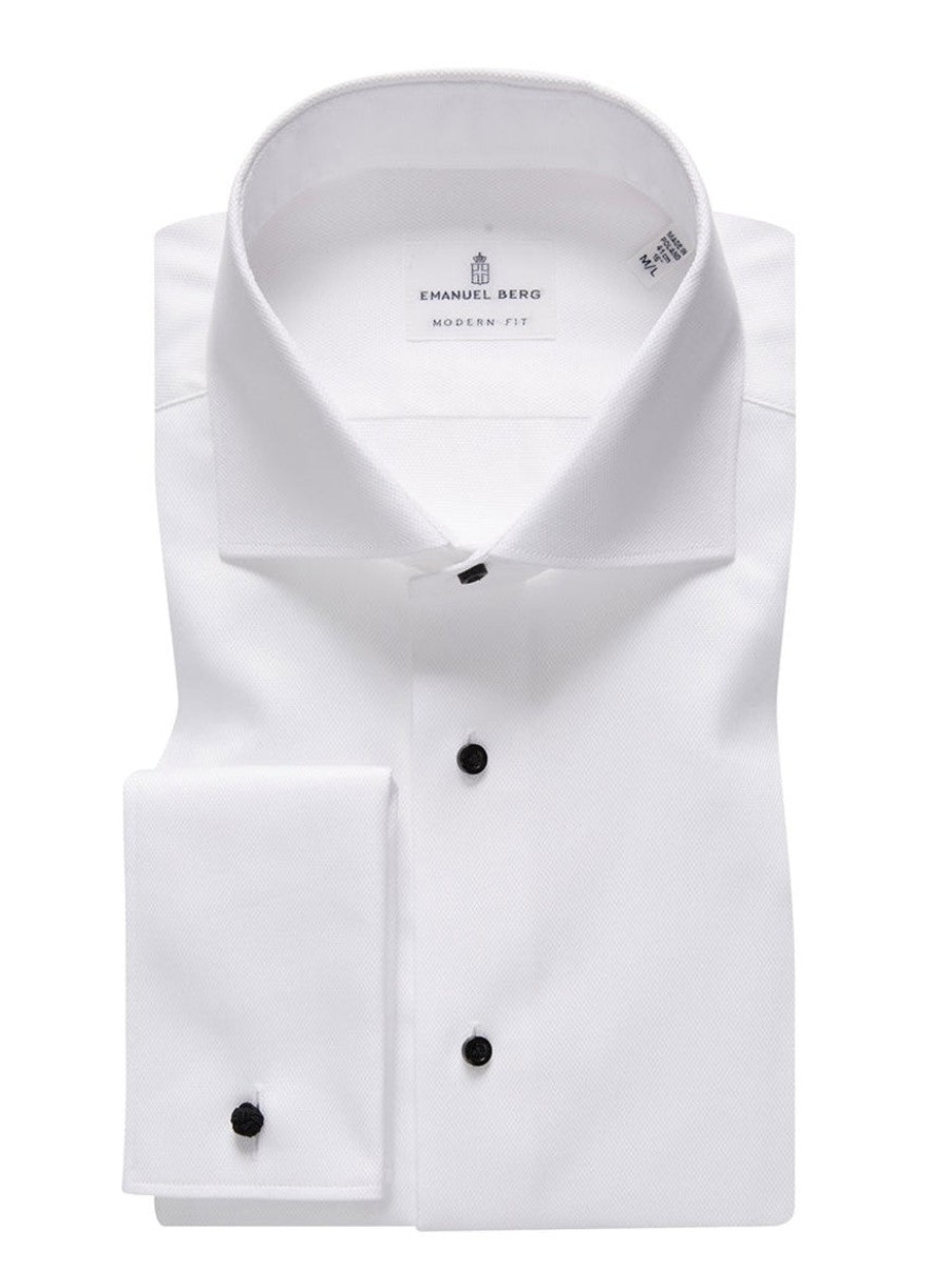 Men'S Emanuel Berg Dress Shirts | Formal Dress Shirt White James Bond Collar | Emanuel Berg