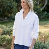 Women'S Frank & Eileen Tops | Eileen Patrick Popover Henley In Vintage White Heritage Jersey | Frank & Eileen