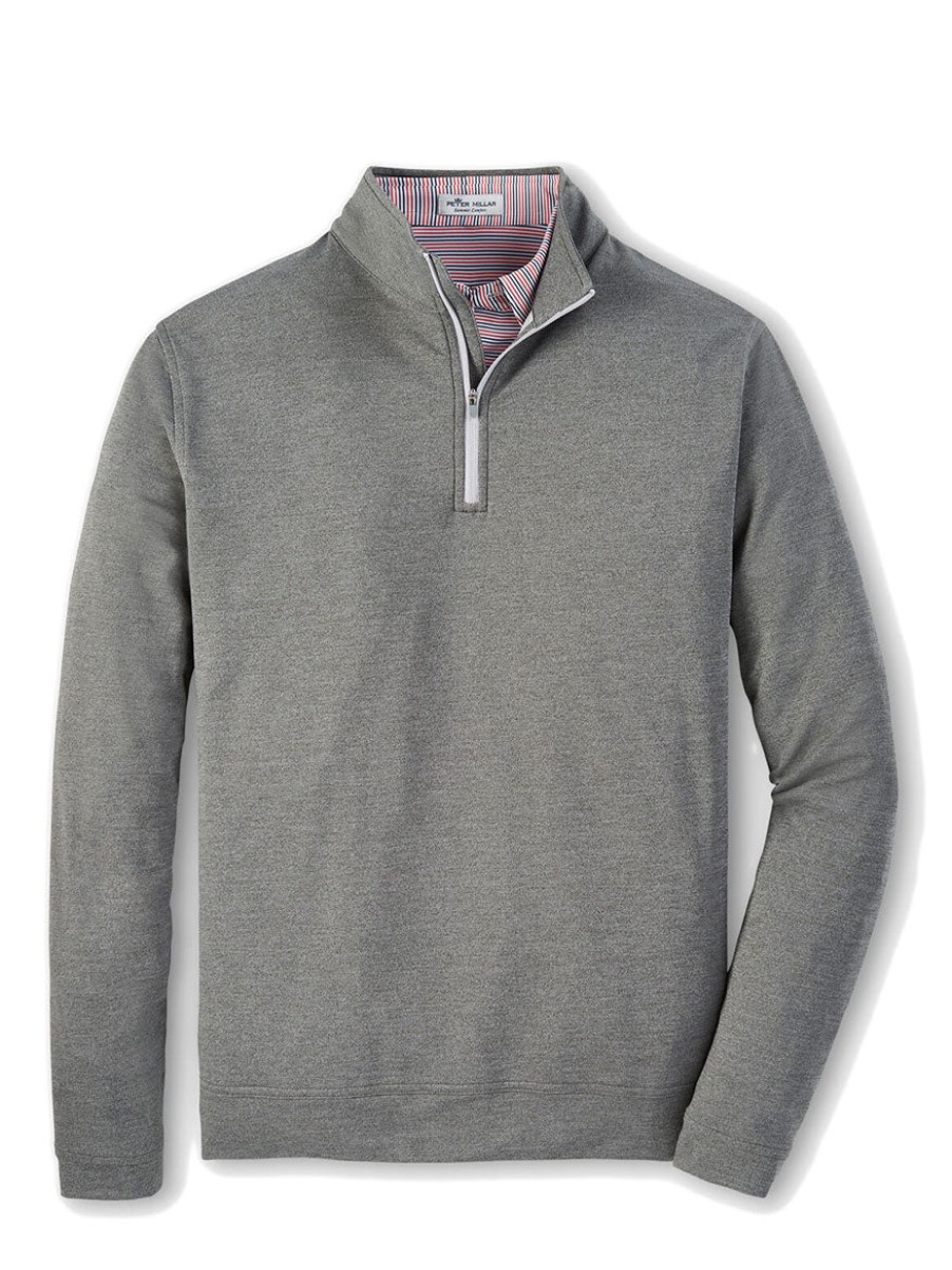 Men'S Peter Millar T-Shirts | Perth Melange Performance Quarter-Zip Smoke Sweaters | Peter Millar