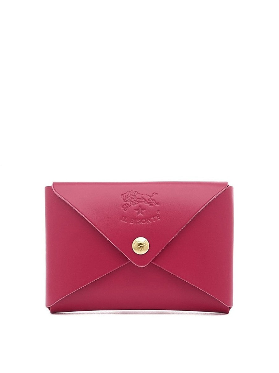 Women'S Il Bisonte Wallets | Sovana Card Case Cherry Cowhide Leather | Il Bisonte