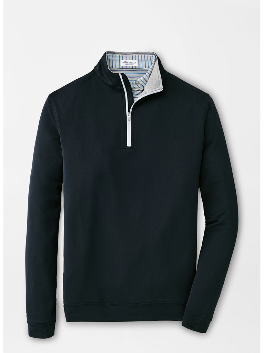 Men'S Peter Millar T-Shirts | Perth Performance Quarter-Zip Black Sweaters | Peter Millar