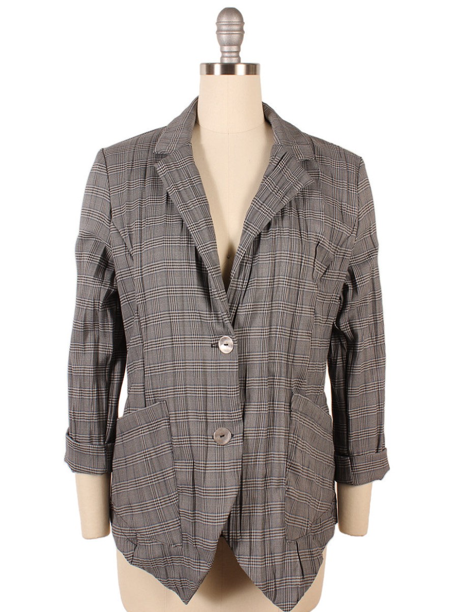 Women'S Porto Tops | Esquire Jacket In Ivory Plaid | Porto