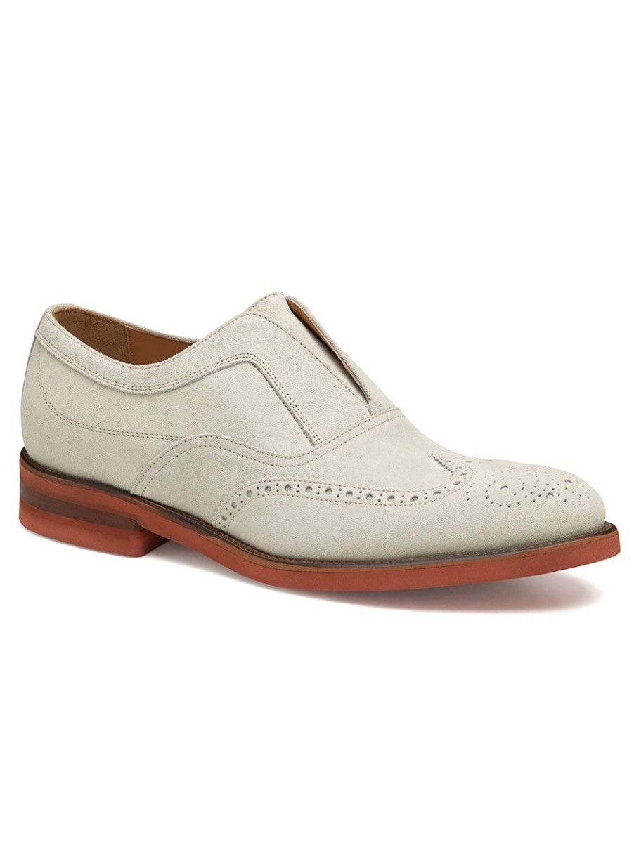 Men'S J & M Collection Loafers & Slip-Ons | Ashford Wingtip Slip-On Bone | J & M Collection