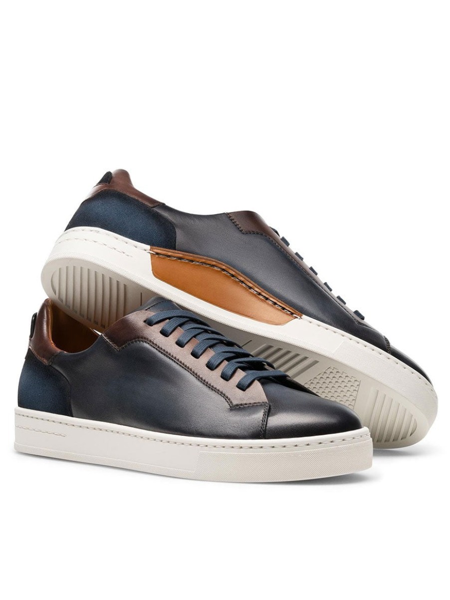 Men'S Magnanni Sneakers | Amadeo Navy Brown Shoes | Magnanni