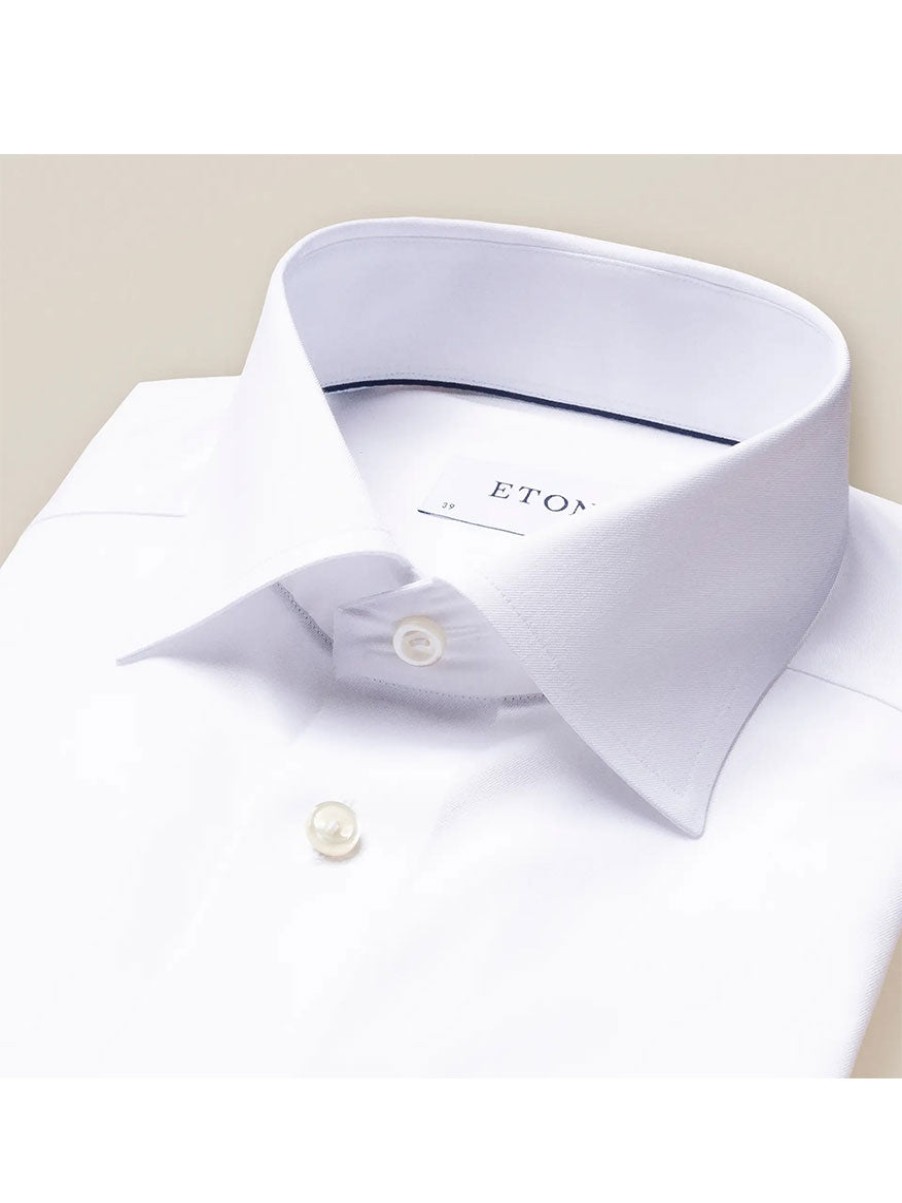 Men'S Eton Dress Shirts | Classic Fit Twill Dress Shirt White | Eton