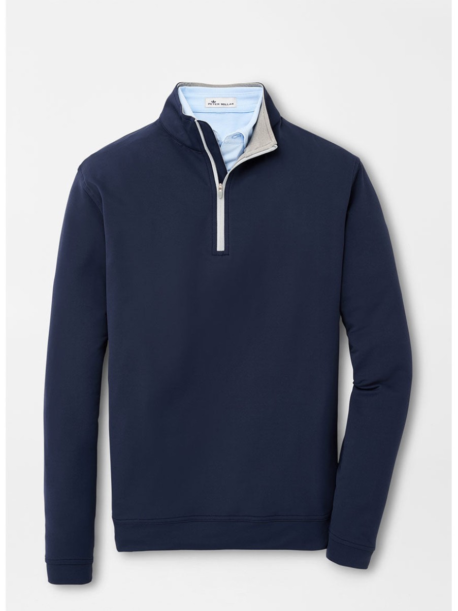 Men'S Peter Millar T-Shirts | Perth Performance Quarter-Zip Navy Sweaters | Peter Millar