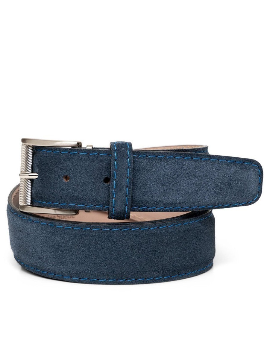 Men'S LEN Belts Belts | Italian Suede Navy Denim | Len Belts