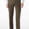 Men'S Ballin Pants | Soho Comfort 'Eze' Super 120S Modern Flat Front Pant Olive | Ballin