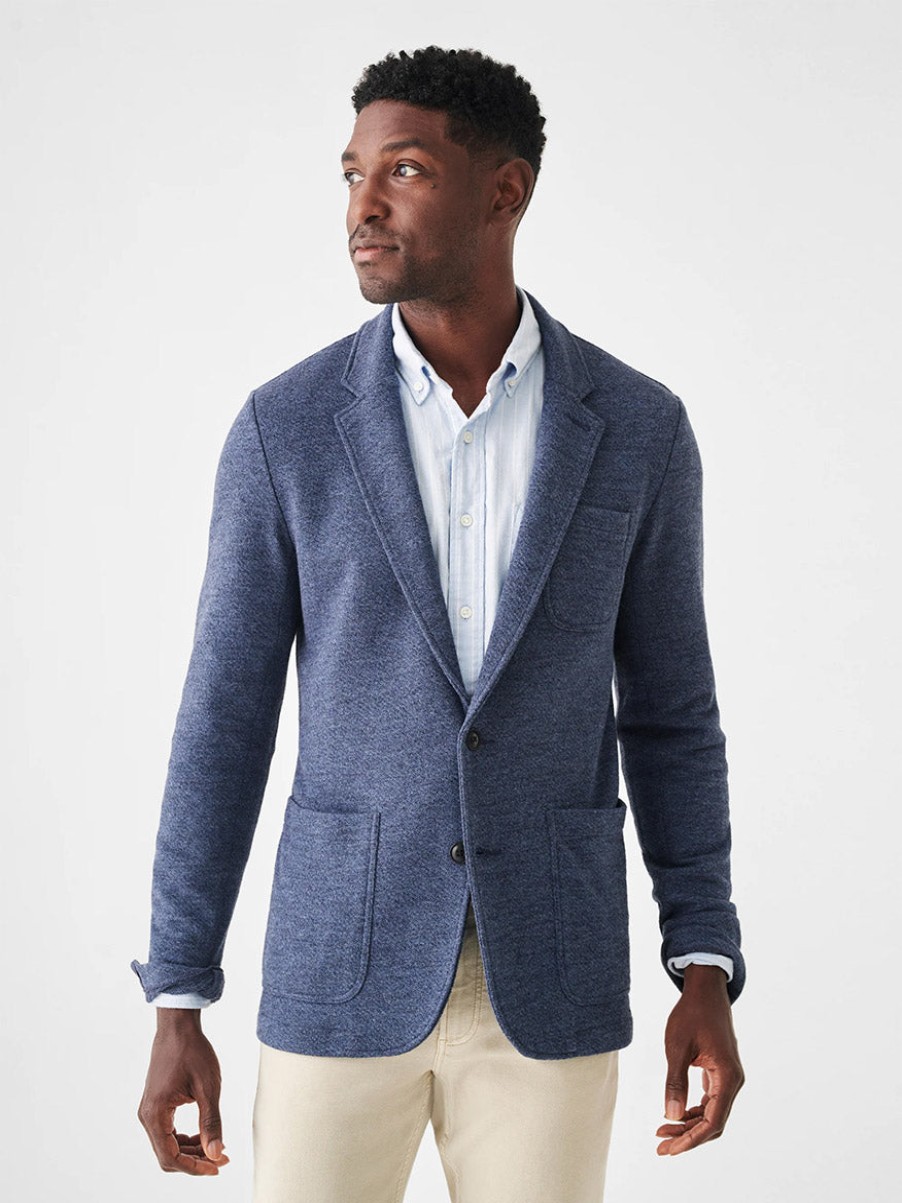 Men'S Faherty Brand Blazers & Sportcoats | Inlet Knit Blazer In Deep Navy Melange | Faherty Brand