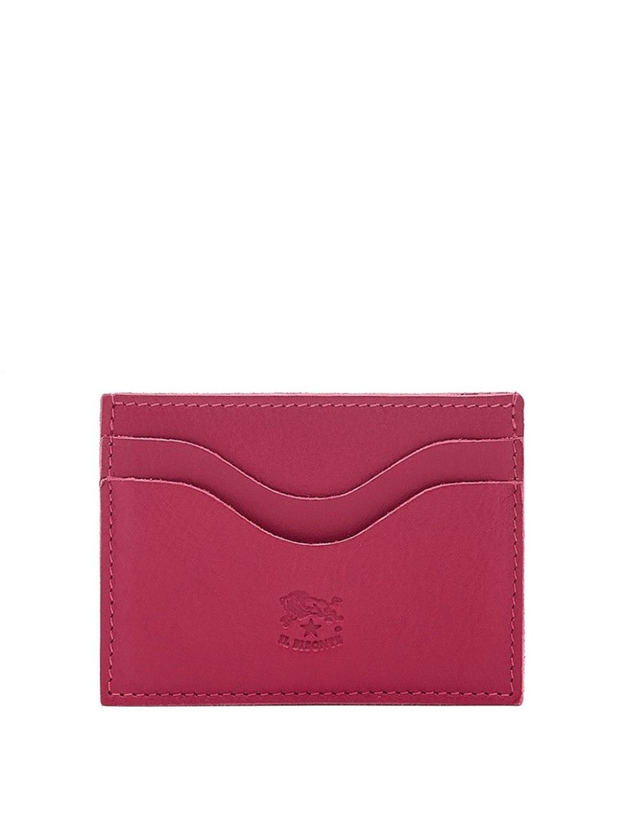 Women'S Il Bisonte Wallets | Baratti Card Case Cherry Cowhide Leather | Il Bisonte