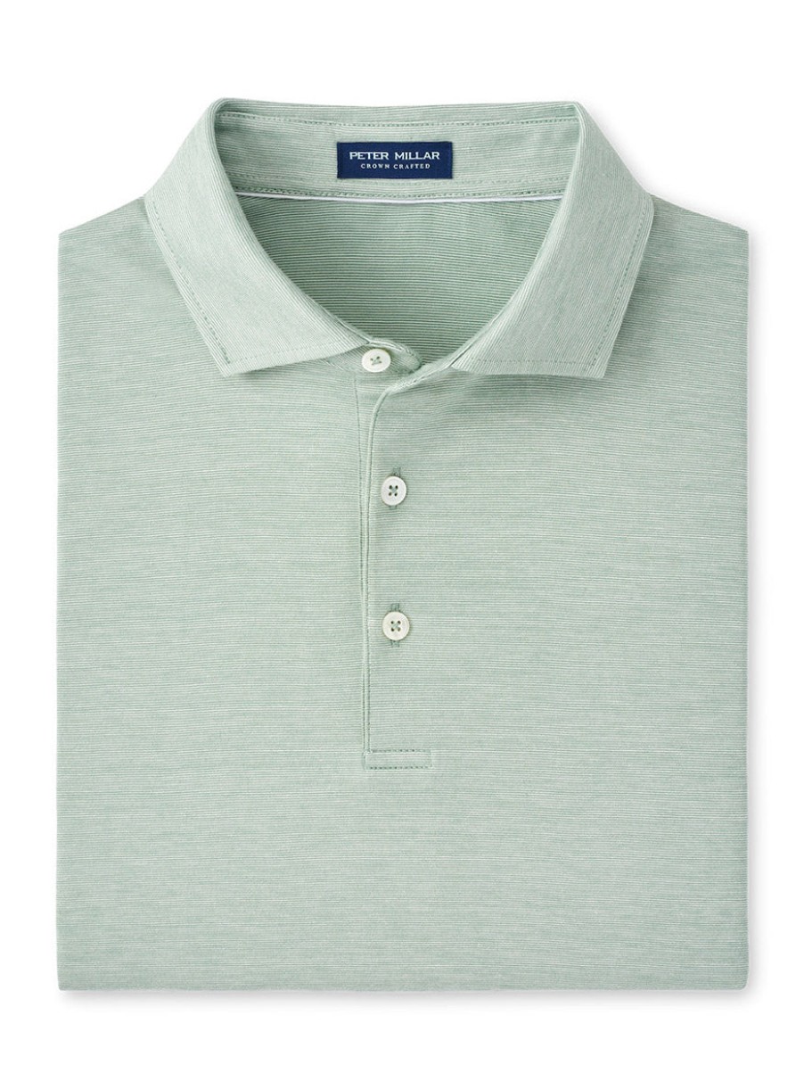 Men'S Peter Millar T-Shirts | Excursionist Flex Short-Sleeve Polo In Sage Fog | Peter Millar