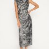 Women'S Brochu Walker Dresses | Trey Draped Waist Dress In Galaxy Silver | Brochu Walker