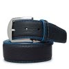 Men'S LEN Belts Belts | American Bison Belt Black Denim Blue Edge & Stitching | Len Belts