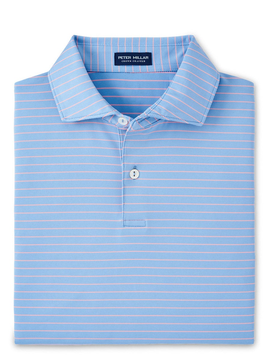 Men'S Peter Millar T-Shirts | Duet Performance Jersey Polo In Tahoe Blue | Peter Millar