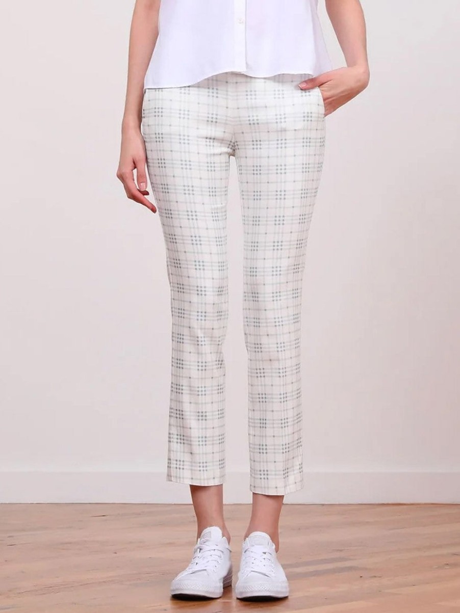 Women'S Avenue Montaigne Pants & Leggings | Lulu Plaid Blue Ankle Slim Pant | Avenue Montaigne