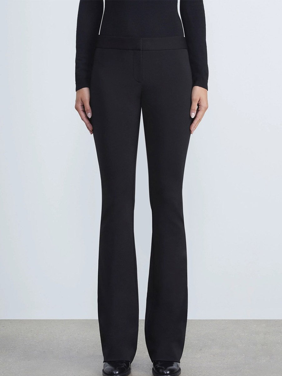 Women'S Lafayette 148 New York Pants & Leggings | Compact Stretch Viscose Waldorf Flared Pant Black | Lafayette 148 New York