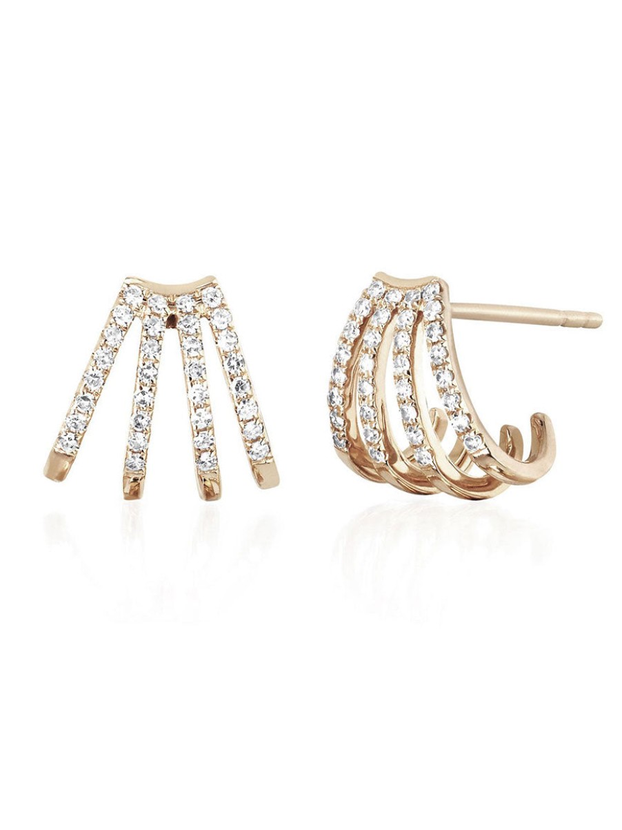 Women'S EF Collection Earrings | Ef Collection Diamond Multi Huggie Earring In Yellow Gold