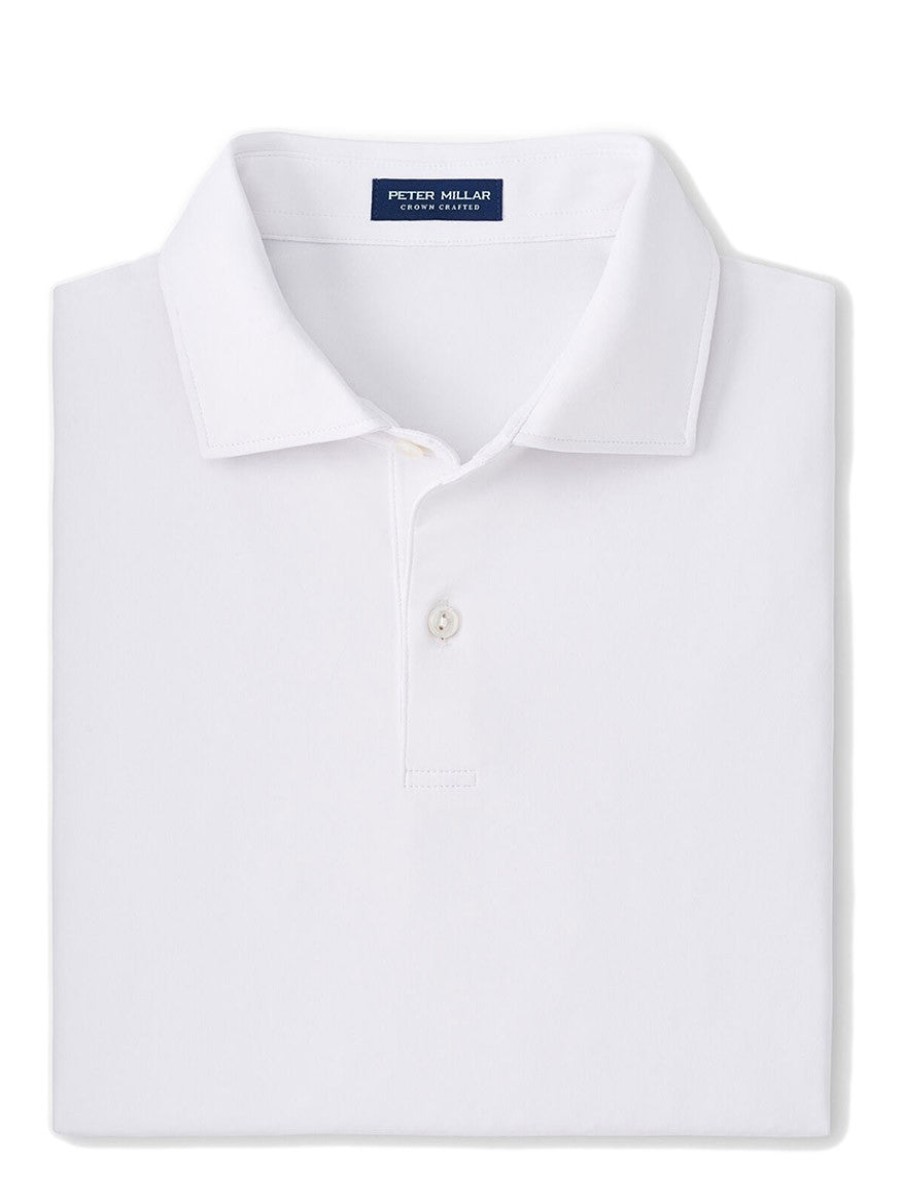 Men'S Peter Millar T-Shirts | Solid Performance Jersey Polo White | Peter Millar