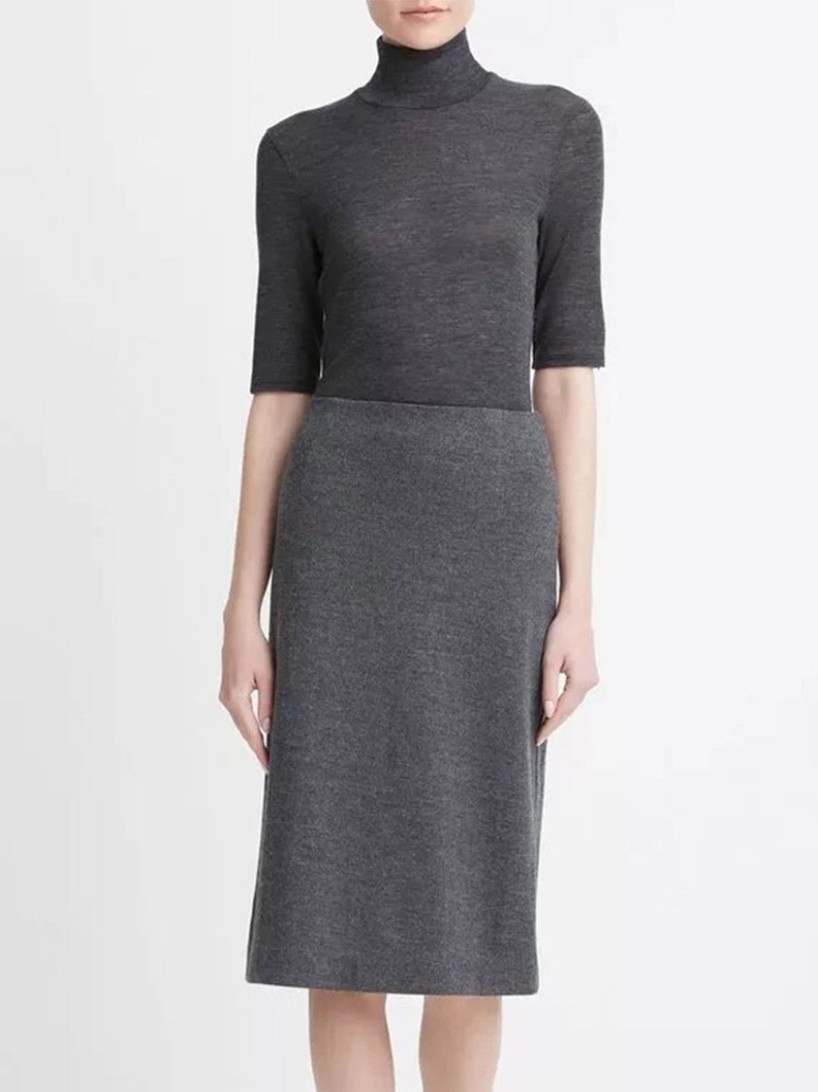 Women'S Vince Skirts | Cozy Wool Fitted Slip Skirt In Charcoal | Vince