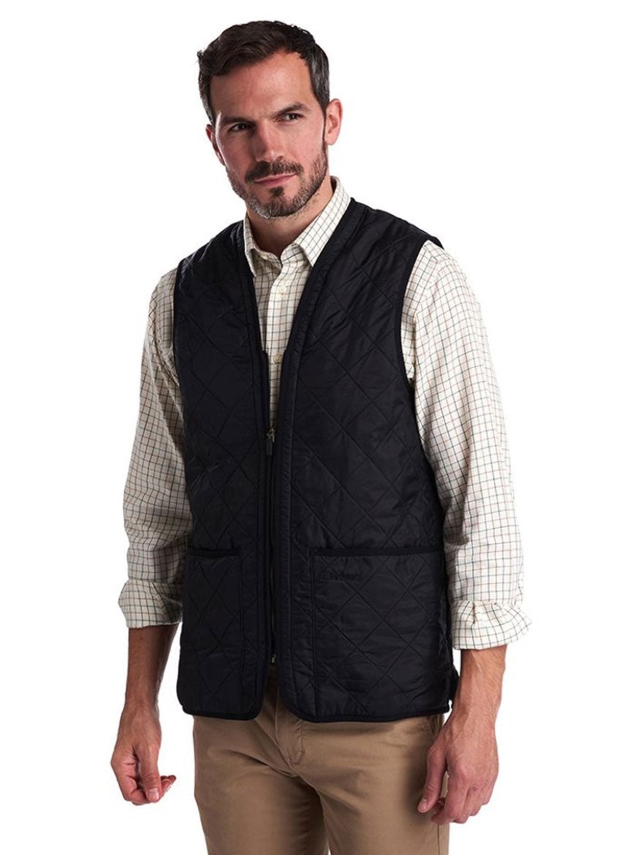 Men'S Barbour Coats & Jackets | Barbour Polarquilt Waistcoat/Zip-In Liner Black