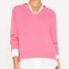 Women'S Brochu Walker Sweaters | Looker Layered V-Neck Pullover In Aster Pink | Brochu Walker