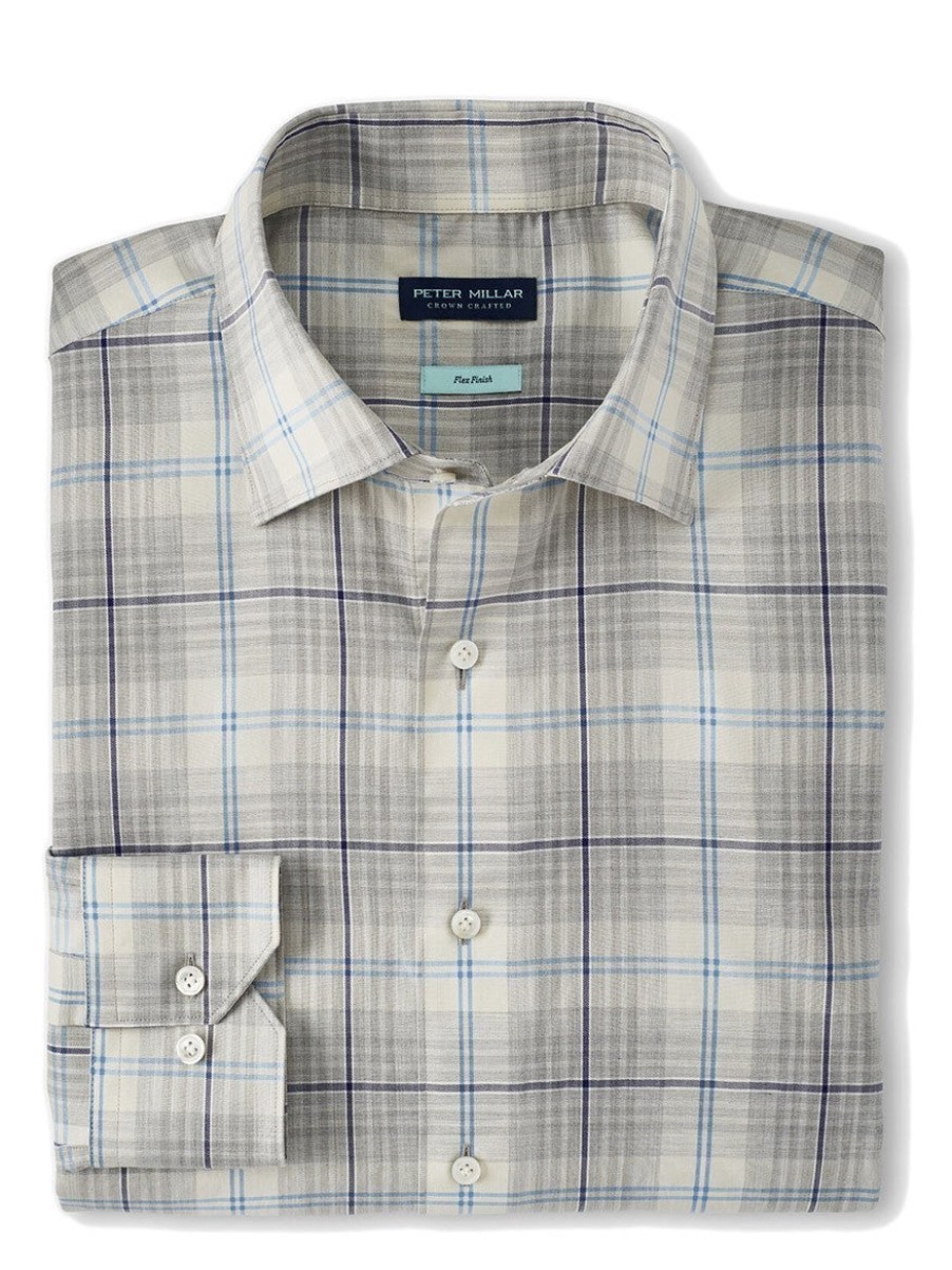 Men'S Peter Millar Dress Shirts | Axe Winter Soft Twill Sport Shirt British Grey | Peter Millar