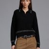 Women'S rag & bone Sweaters | Monti Long Sleeve Polo Sweater In Black | Rag & Bone