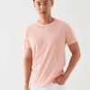 Men'S Patrick Assaraf T-Shirts | Lightweight Pima Cotton Spray Wash T-Shirt Papaya | Patrick Assaraf