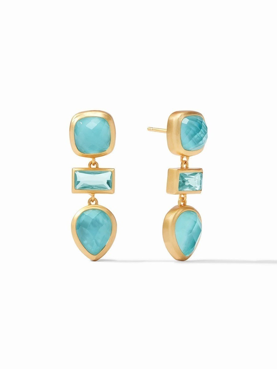 Women'S Julie Vos Earrings | Antonia Tier Earrings Iridescent Bahamian Blue | Julie Vos