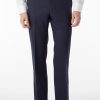 Men'S Ballin Pants | Soho Comfort 'Eze' Super 120S Modern Flat Front Twill Pant New Navy | Ballin