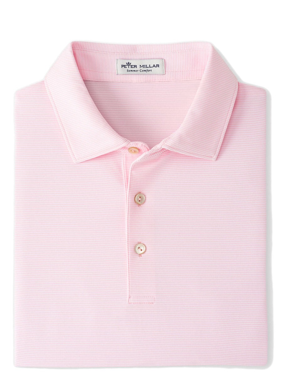 Men'S Peter Millar T-Shirts | Jubilee Stripe Performance Polo Palmer Pink | Peter Millar