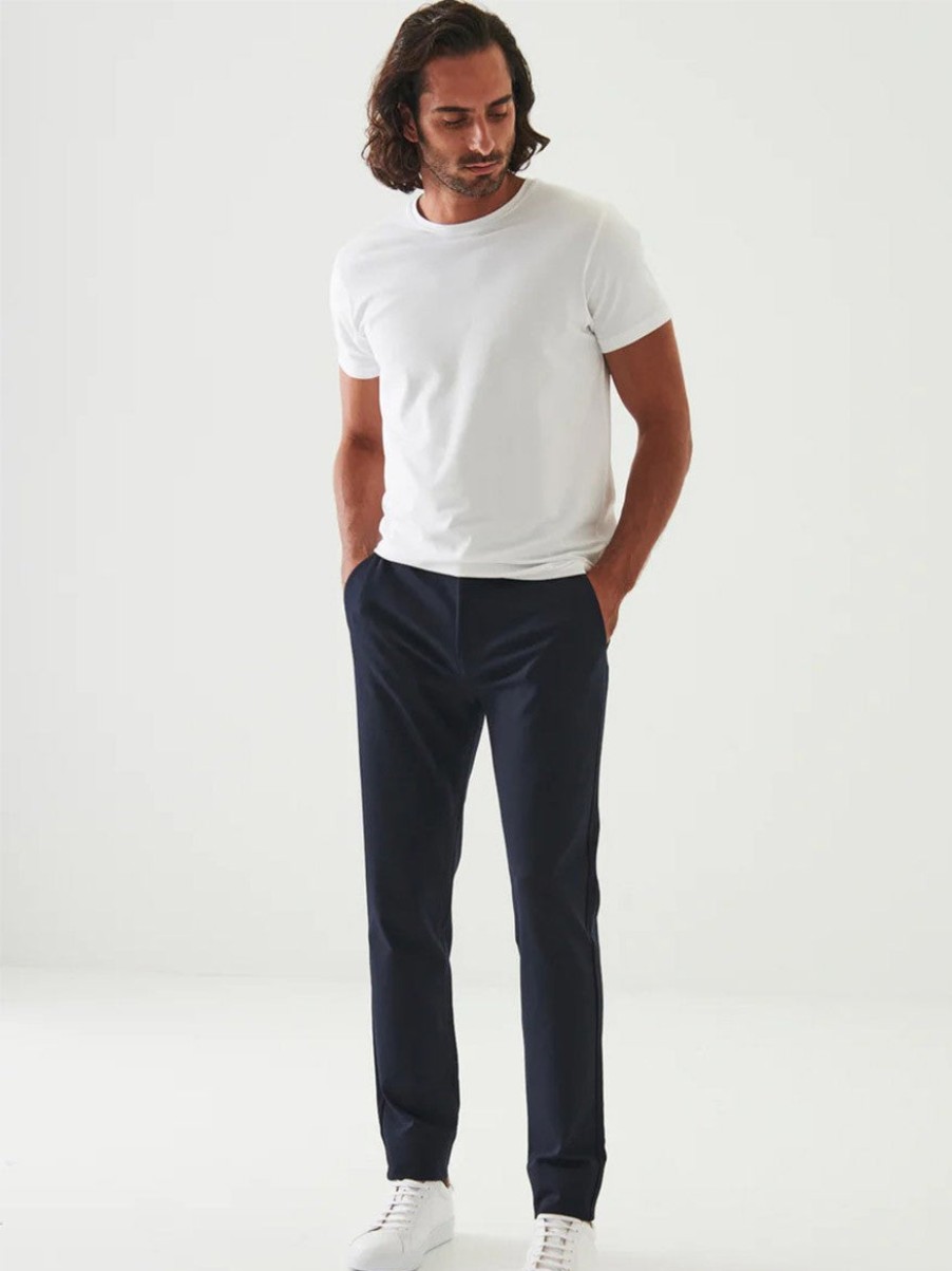 Men'S Patrick Assaraf Pants | Slim Stretch Chino Pant Dark Navy | Patrick Assaraf