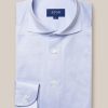 Men'S Eton Dress Shirts | Mid-Blue Filo Di Scozia King Knit Shirt Herringbone Pattern | Eton