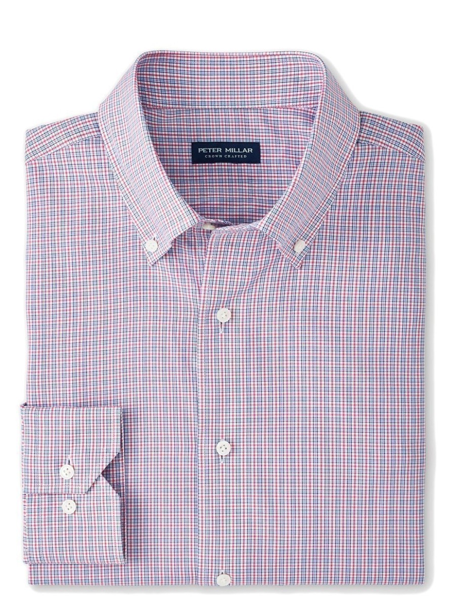 Men'S Peter Millar Dress Shirts | Basie Sport Shirt Rosewood | Peter Millar