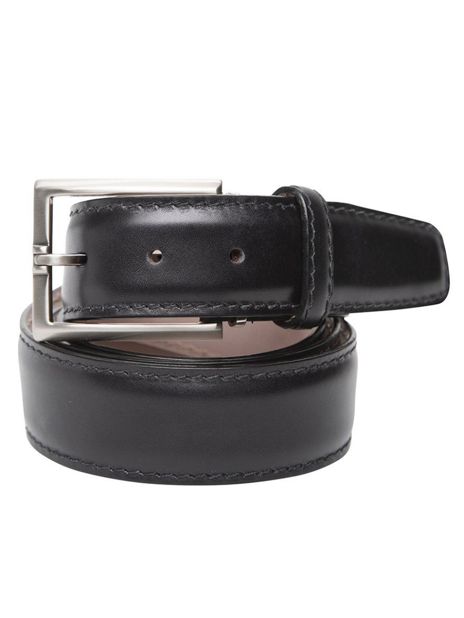 Men'S LEN Belts Belts | Italian Marbled Calf Belt Black Tonal Stitch | Len Belts