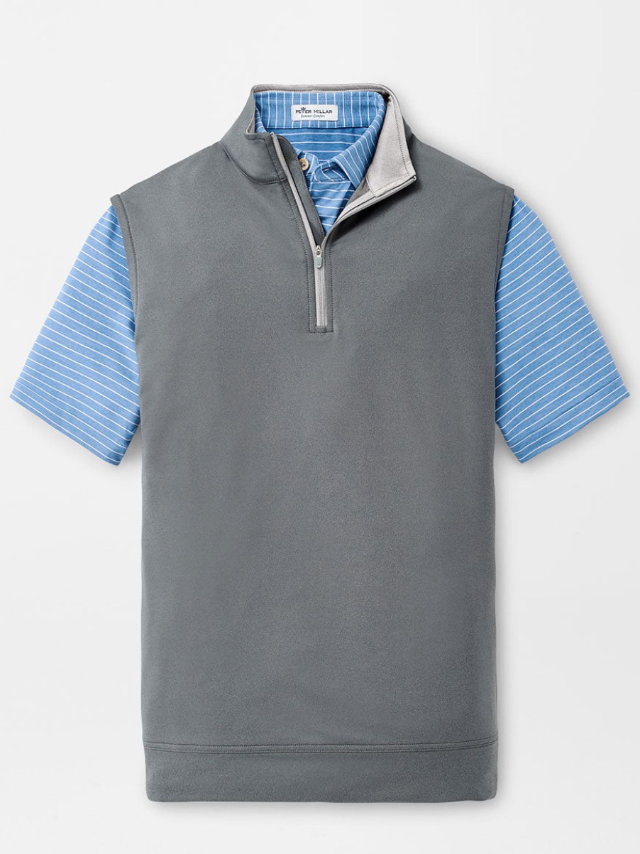 Men'S Peter Millar T-Shirts | Galway Performance Quarter-Zip Vest Iron Sweaters | Peter Millar