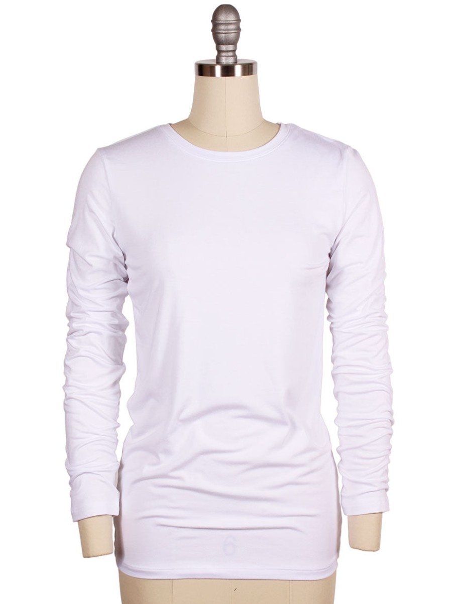 Women'S L'Agence Tops | L'Agence Tess Long Sleeve Crew In White