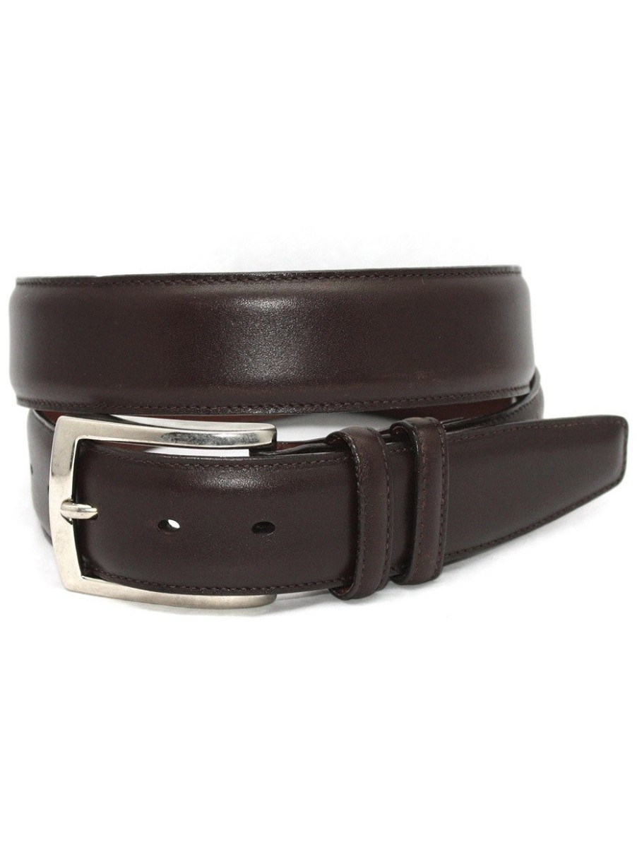 Men'S Torino Leather Belts | Italian Burnished Calfskin Belt Brown | Torino Leather