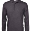 Men'S Gran Sasso Polo Shirts | Fashion Fit Long Sleeve Polo In Charcoal | Gran Sasso