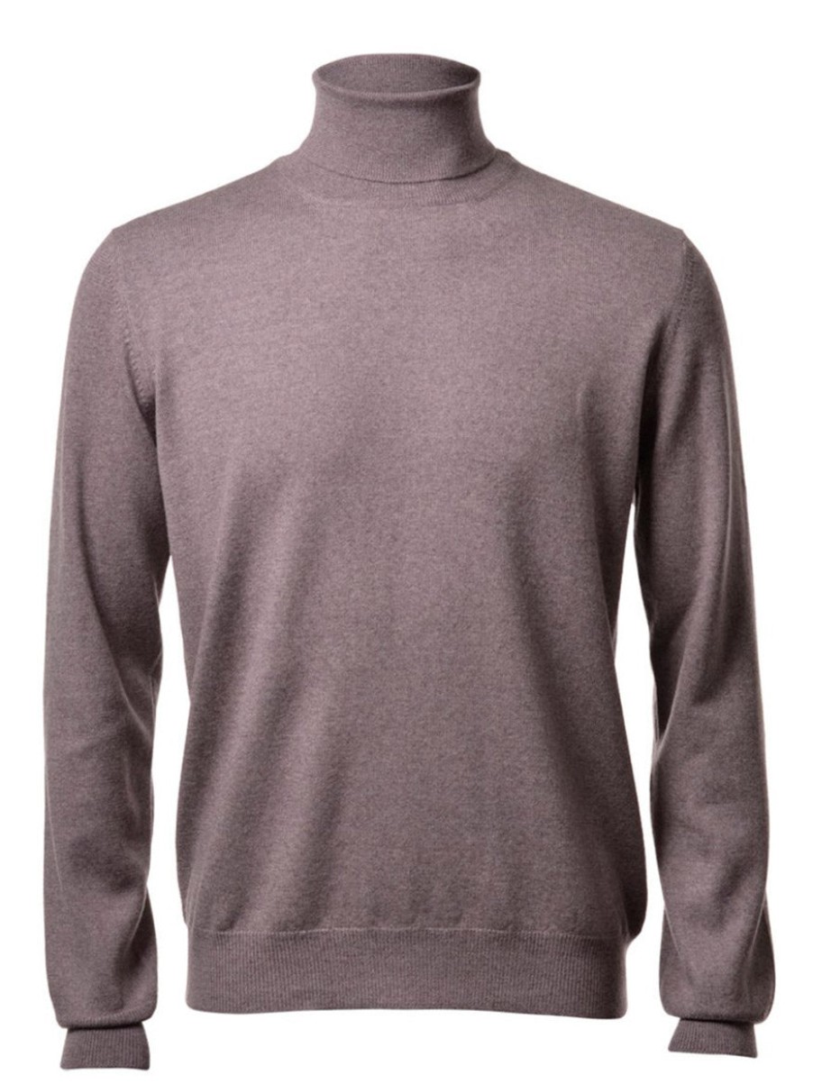 Men'S Gran Sasso Sweaters | Solid Merino Turtleneck In Hazel | Gran Sasso