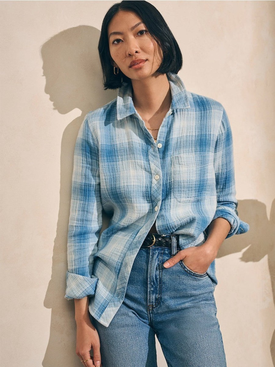 Women'S Faherty Brand Tops | Malibu Shirt Indigo Plaid | Faherty Brand