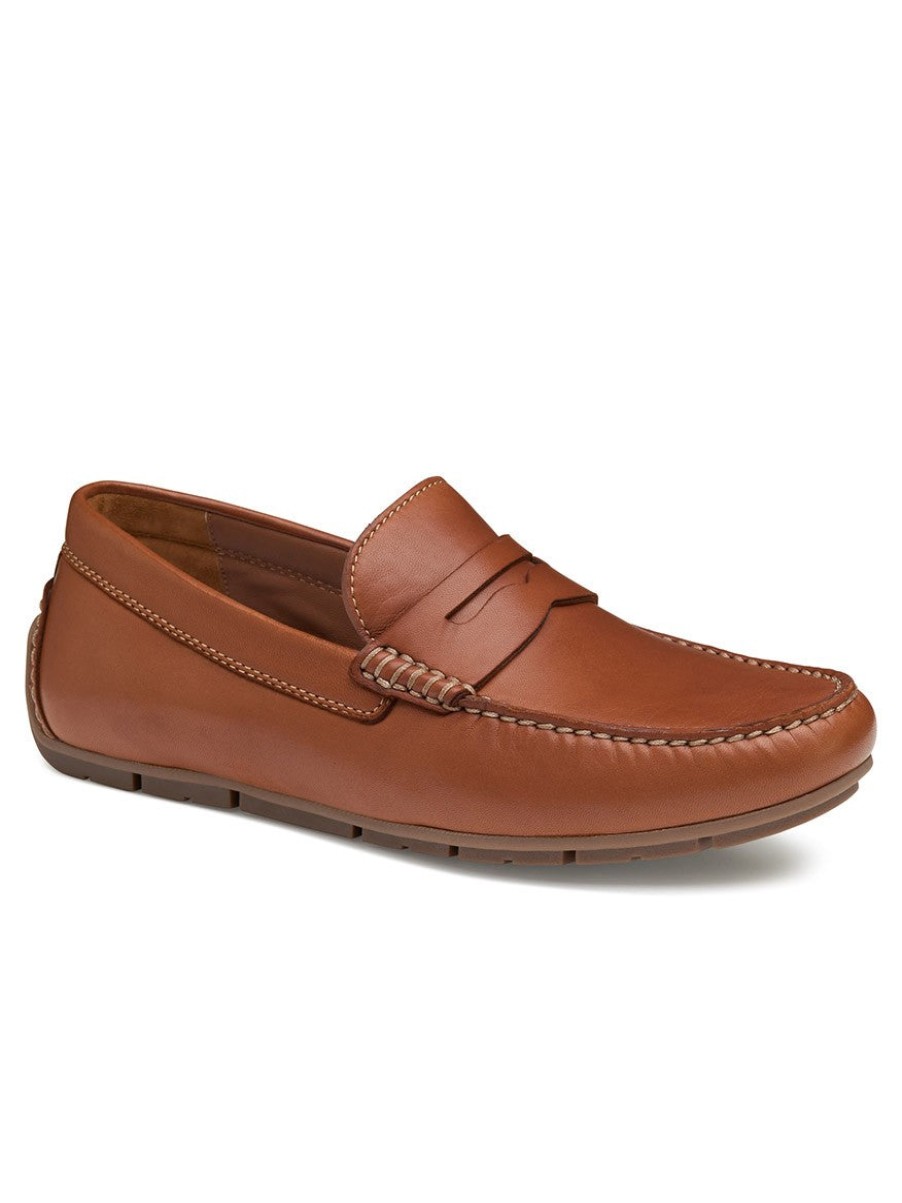 Men'S J & M Collection Loafers & Slip-Ons | Baldwin Driver Penny Cognac Sheepskin | J & M Collection