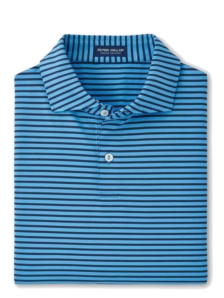 Men'S Peter Millar T-Shirts | Miles Performance Jersey Polo Marina Blue | Peter Millar