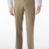 Men'S Ballin Pants | Soho Comfort 'Eze' Super 120S Modern Flat Front Pant Tan | Ballin