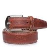 Men'S LEN Belts Belts | American Bison Belt Cognac Beige Edge & Stitching | Len Belts