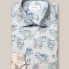 Men'S Eton Dress Shirts | Light Blue Gradient Paisley Print Shirt | Eton