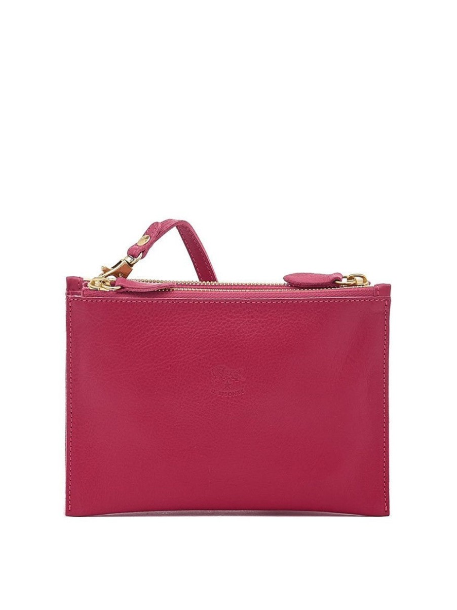 Women'S Il Bisonte Clutches | Giulia Clutch Bag Cherry Cowhide Leather | Il Bisonte