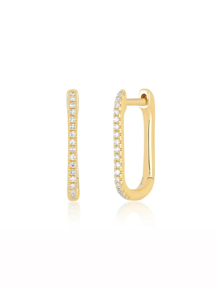 Women'S EF Collection Earrings | Diamond Lola Hoop Earrings Yellow Gold | Ef Collection